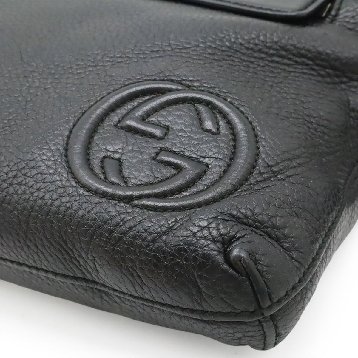 Gucci Soho Interlocking Logo Belt Bag Leather Black Silver — view 3