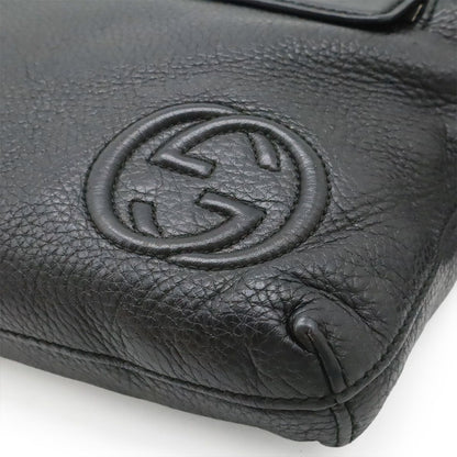 Gucci Soho Interlocking Logo Belt Bag Leather Black Silver — view 3