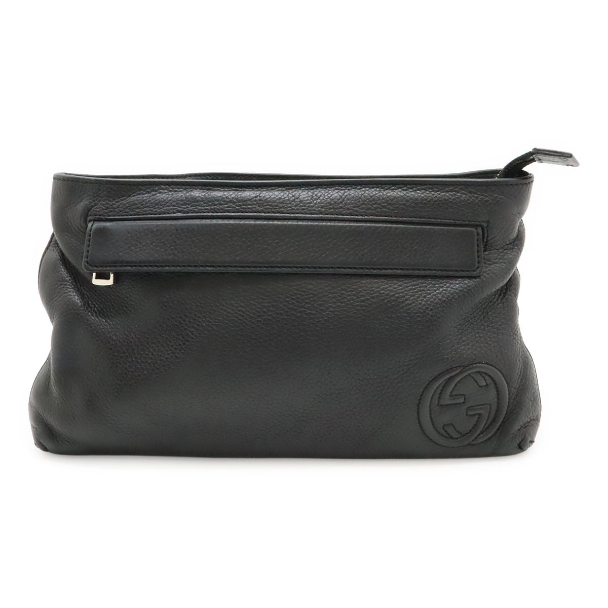 Gucci Soho Interlocking Logo Belt Bag Leather Black Silver