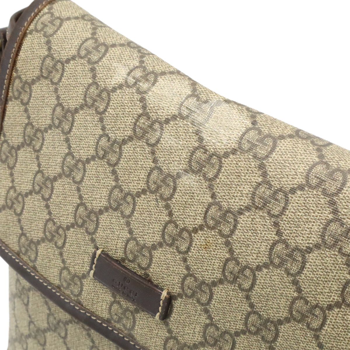 Gucci GG Supreme Plus Shoulder Bag Pochette Crossbody Leather Beige Dark Brown — view 9