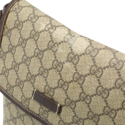 Gucci GG Supreme Plus Shoulder Bag Pochette Crossbody Leather Beige Dark Brown — view 9