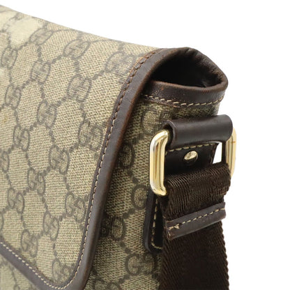 Gucci GG Supreme Plus Shoulder Bag Pochette Crossbody Leather Beige Dark Brown — view 8