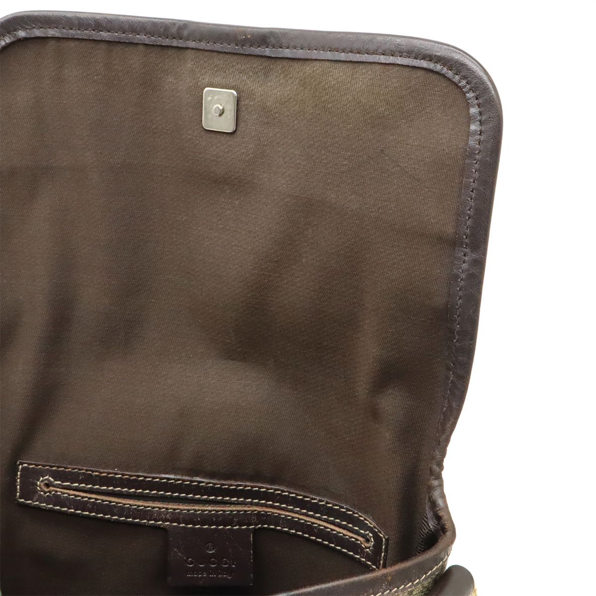 Gucci GG Supreme Plus Shoulder Bag Pochette Crossbody Leather Beige Dark Brown — view 6