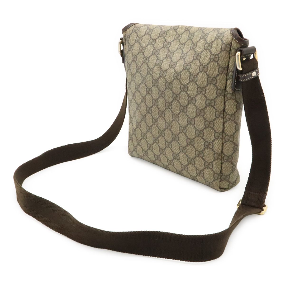 Gucci GG Supreme Plus Shoulder Bag Pochette Crossbody Leather Beige Dark Brown — view 2