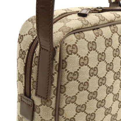 Gucci GG Canvas Shoulder Bag Pochette Crossbody Leather Beige Dark Brown Silver — view 4