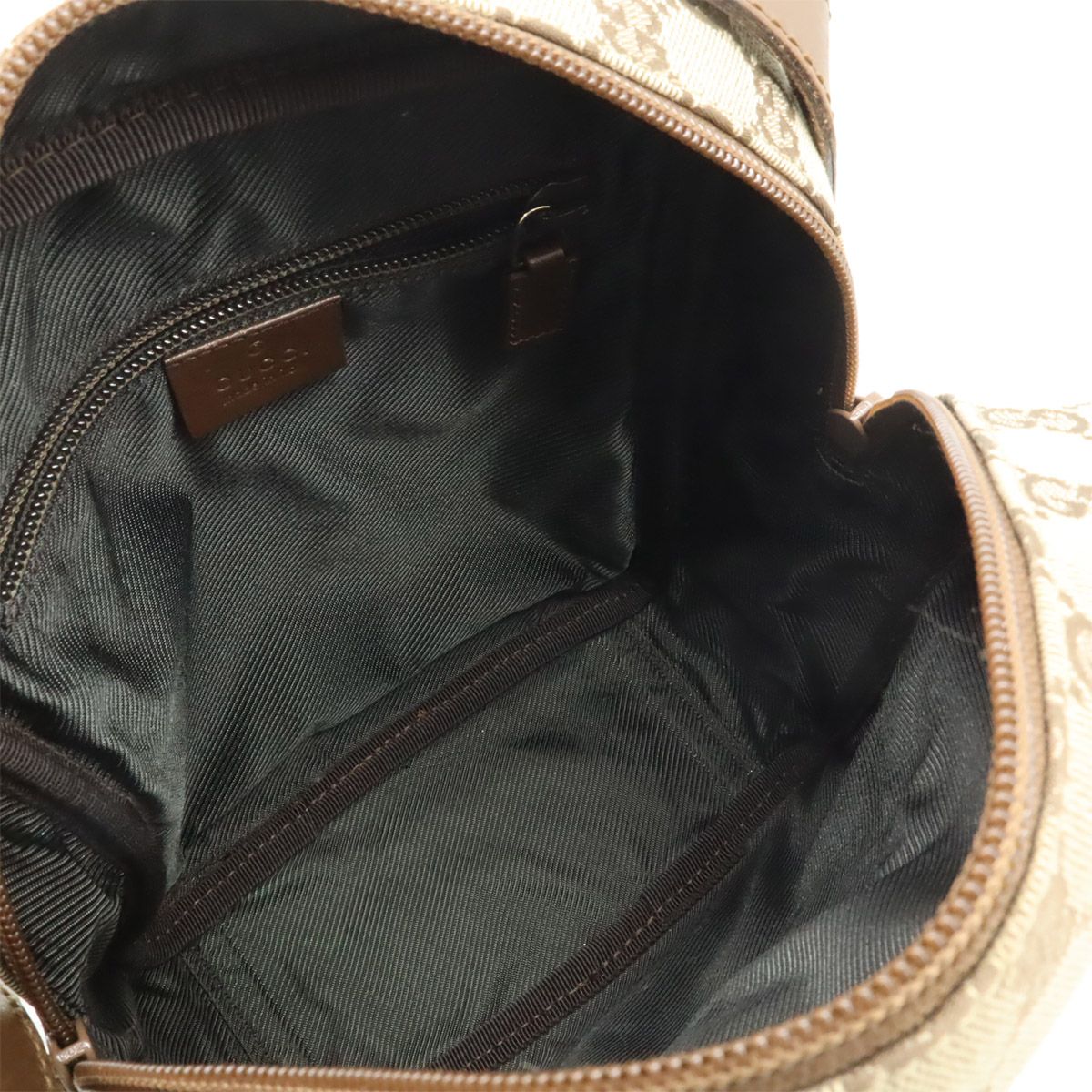 Gucci GG Canvas Shoulder Bag Pochette Crossbody Leather Beige Dark Brown Silver — view 8