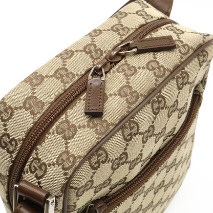 Gucci GG Canvas Shoulder Bag Pochette Crossbody Leather Beige Dark Brown Silver — view 7