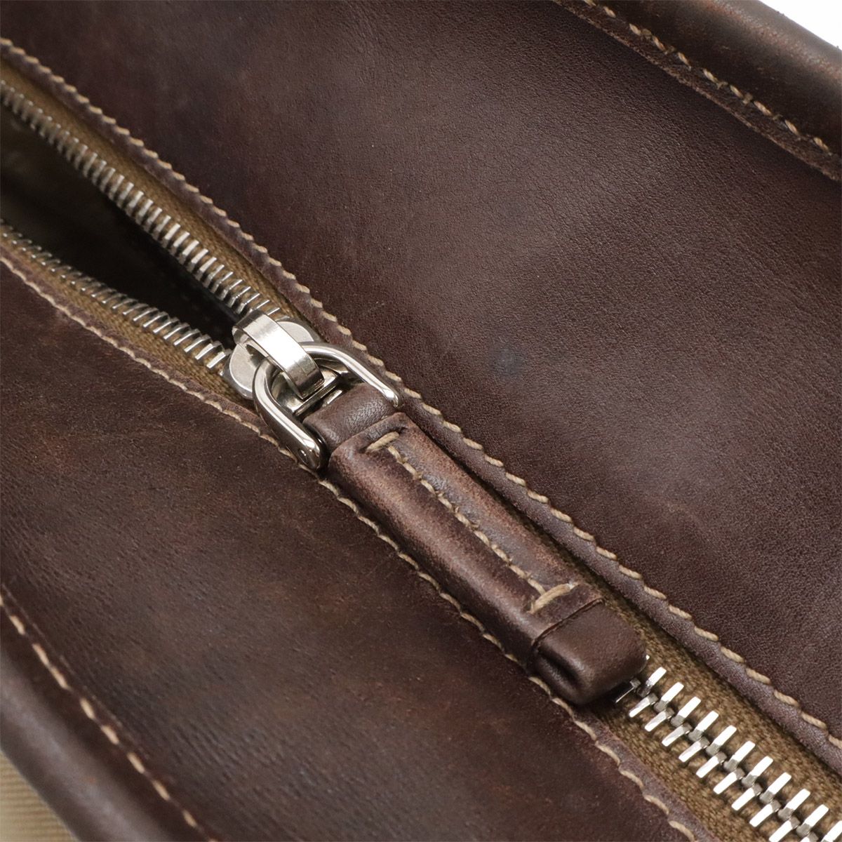 Prada Logo Jacquard 2-Way Shoulder Bag Canvas Leather Khaki Beige Dark Brown — view 5