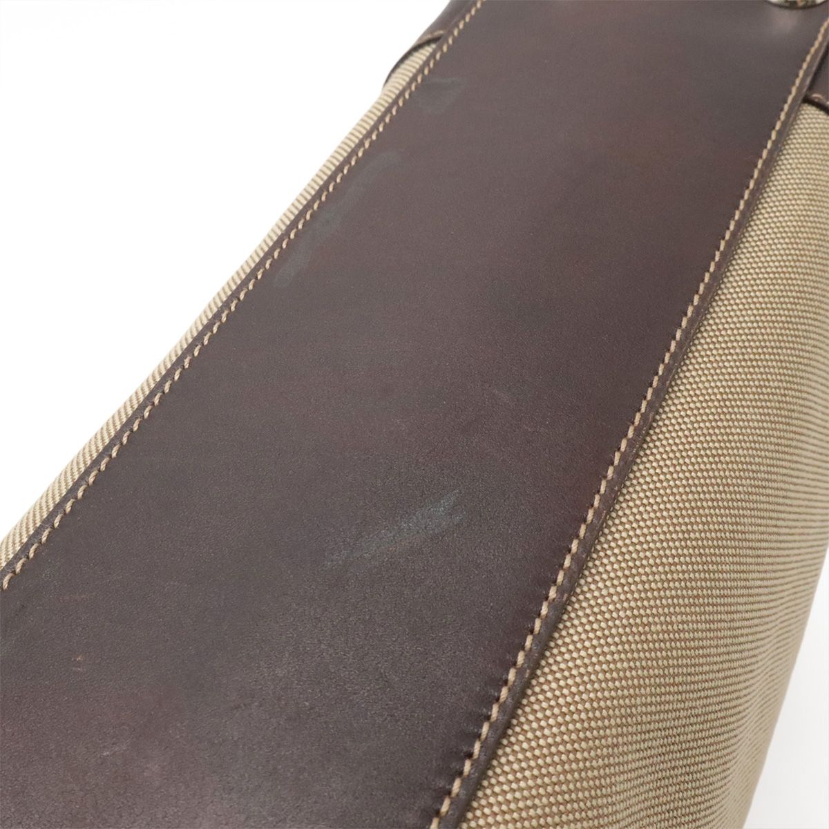 Prada Logo Jacquard 2-Way Shoulder Bag Canvas Leather Khaki Beige Dark Brown — view 4