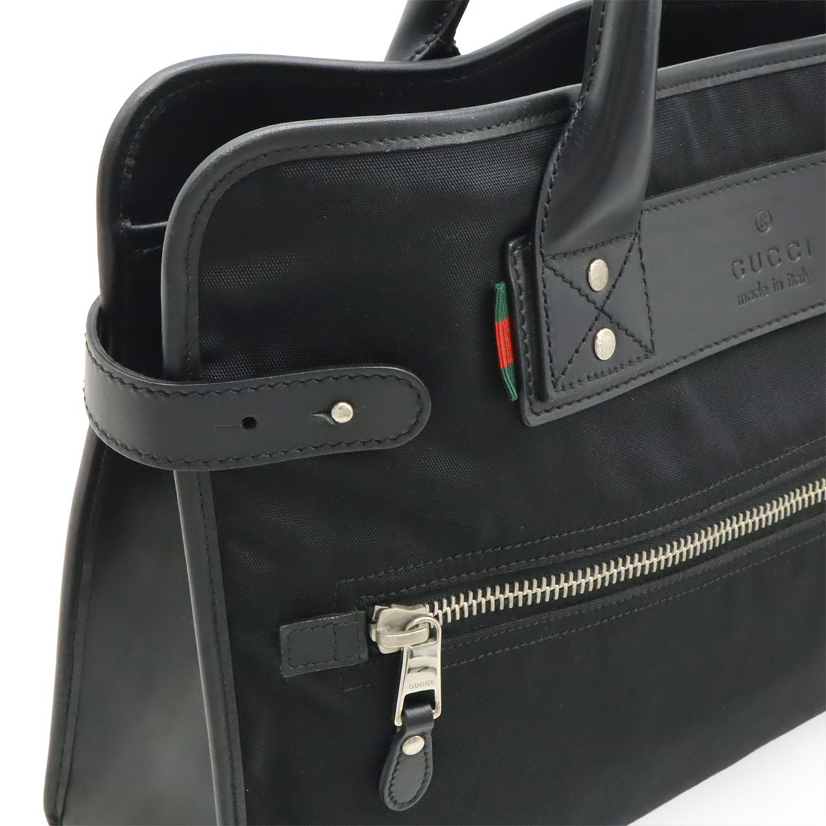 Gucci Business Briefcase Document Purse Nylon Canvas Black Silver — view 8