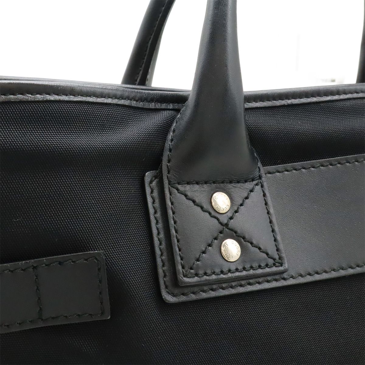 Gucci Business Briefcase Document Purse Nylon Canvas Black Silver — view 7