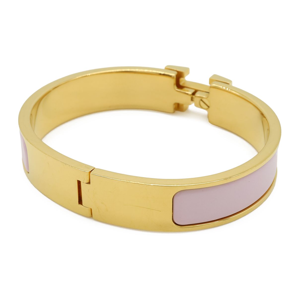 Hermes Click PM Ash Enamel Bracelet Bangle Light Pink Gold — view 3