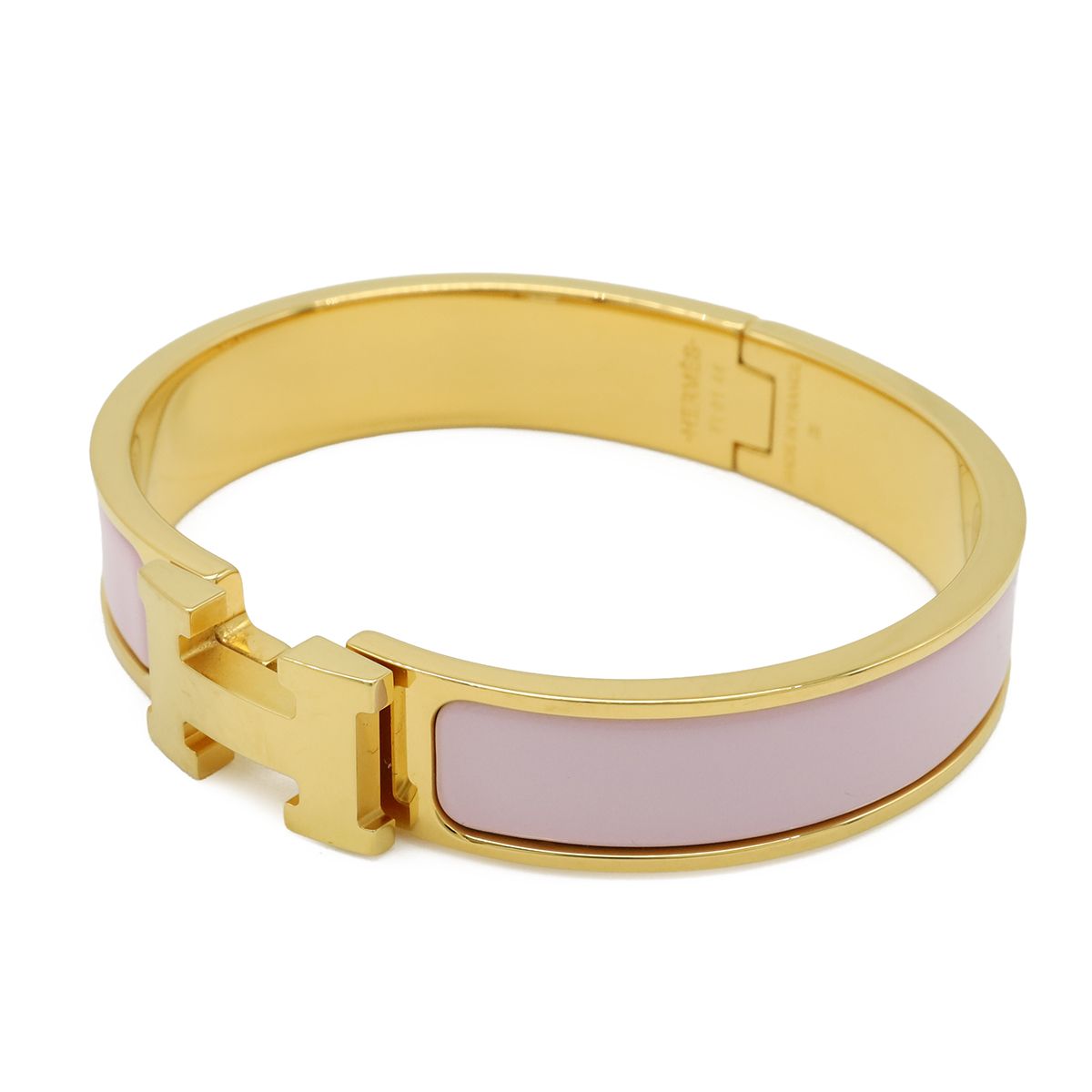 Hermes Click PM Ash Enamel Bracelet Bangle Light Pink Gold — view 2