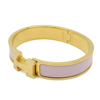 Hermes Click PM Ash Enamel Bracelet Bangle Light Pink Gold — view 2