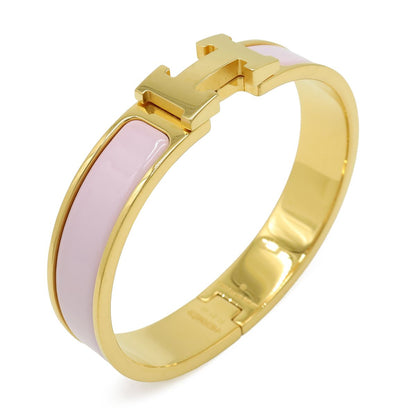 Hermes Click PM Ash Enamel Bracelet Bangle Light Pink Gold