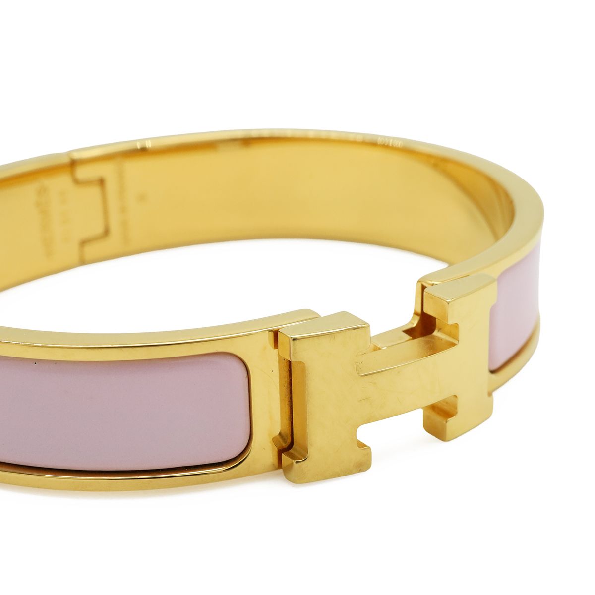 Hermes Click PM Ash Enamel Bracelet Bangle Light Pink Gold — view 4