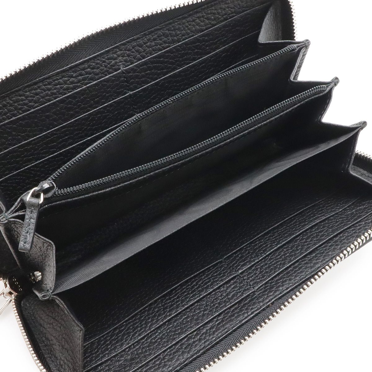 Gucci Jumbo GG Zip Wallet Zip Around Leather Black Silver — view 5