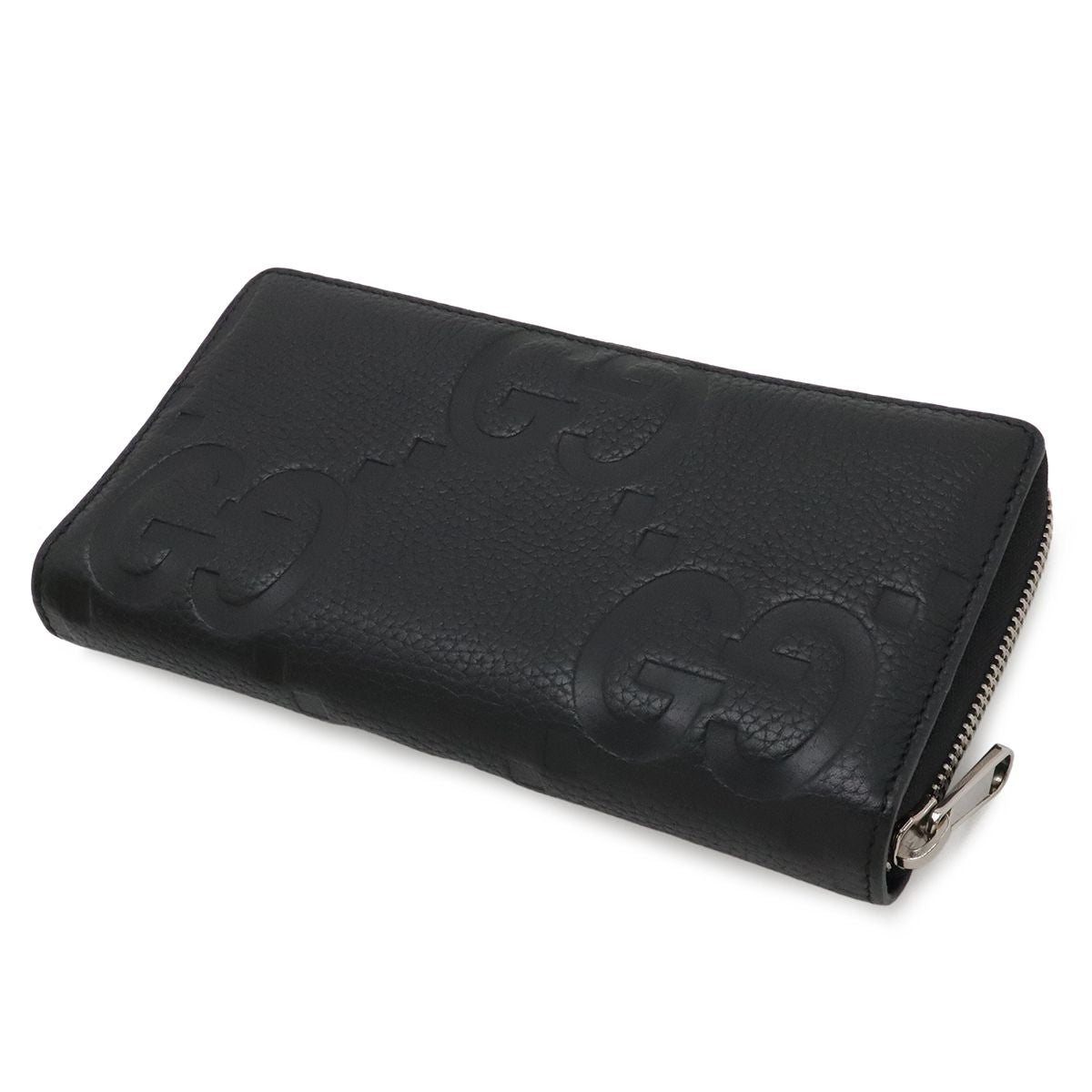 Gucci Jumbo GG Zip Wallet Zip Around Leather Black Silver — view 2