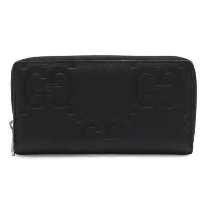 Gucci Jumbo GG Zip Wallet Zip Around Leather Black Silver