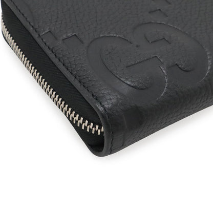 Gucci Jumbo GG Zip Wallet Zip Around Leather Black Silver — view 3