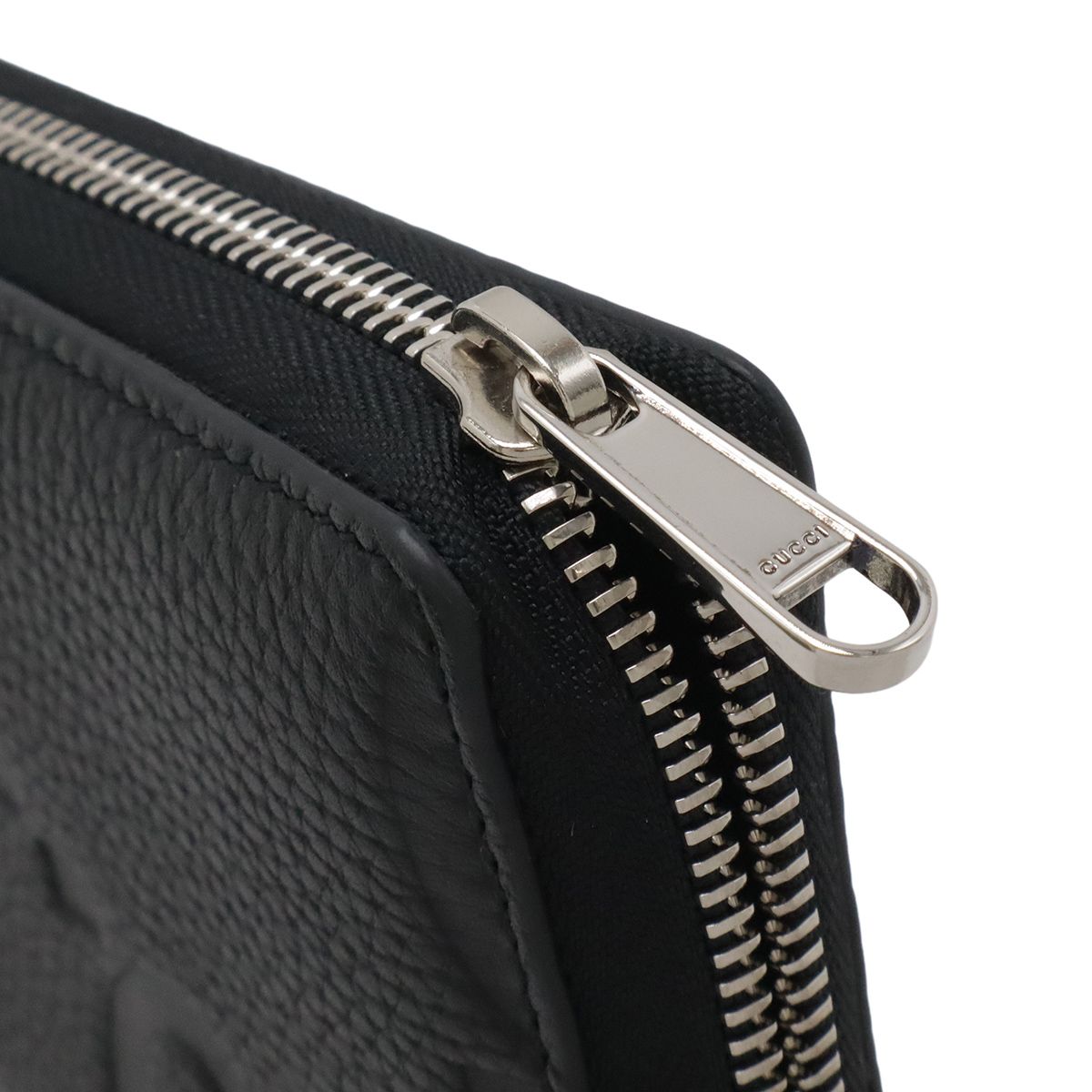Gucci Jumbo GG Zip Wallet Zip Around Leather Black Silver — view 4
