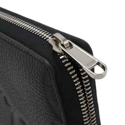 Gucci Jumbo GG Zip Wallet Zip Around Leather Black Silver — view 4