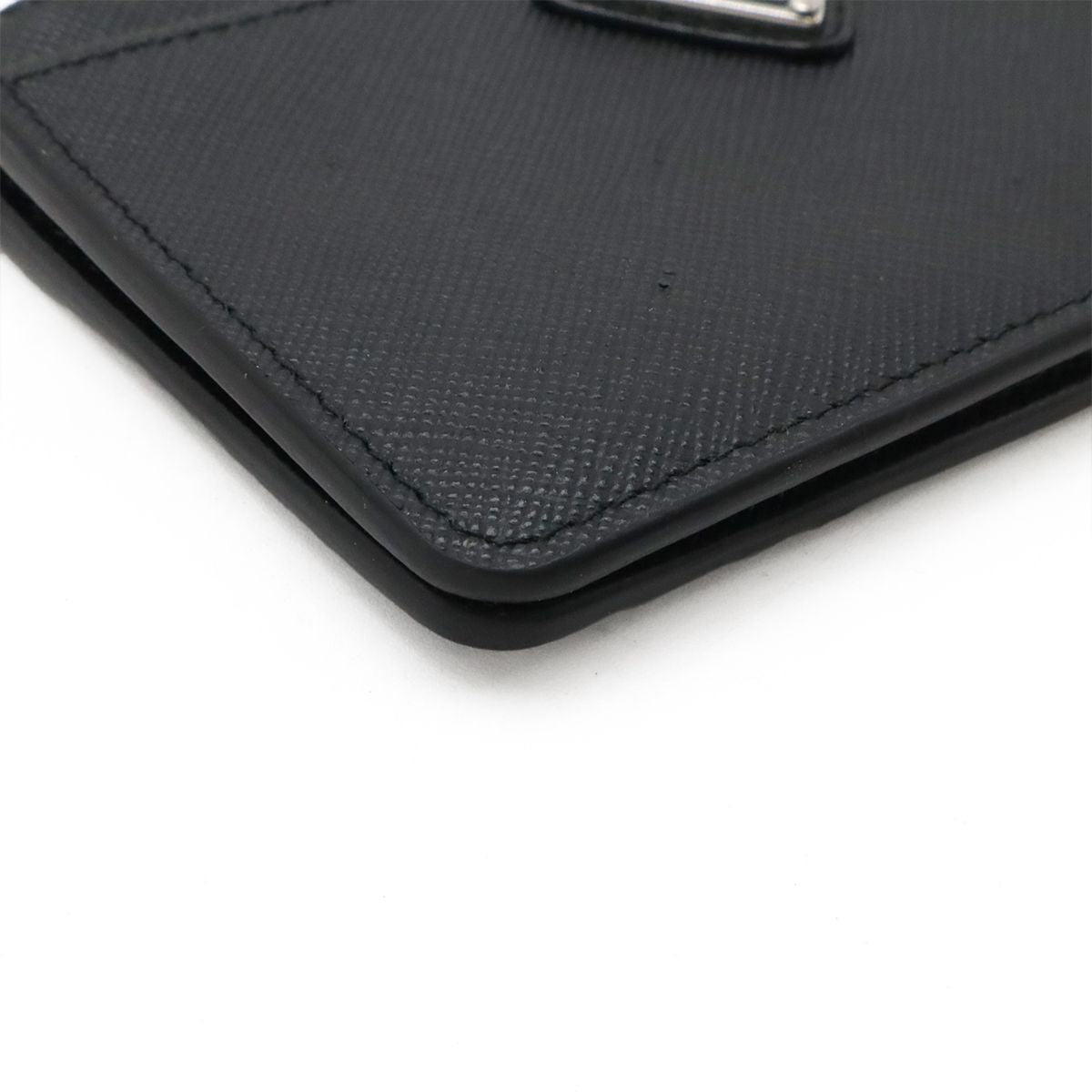 Prada Saffiano Triangle Logo Card Case Business Holder Coin Purse Leather Nero — view 3