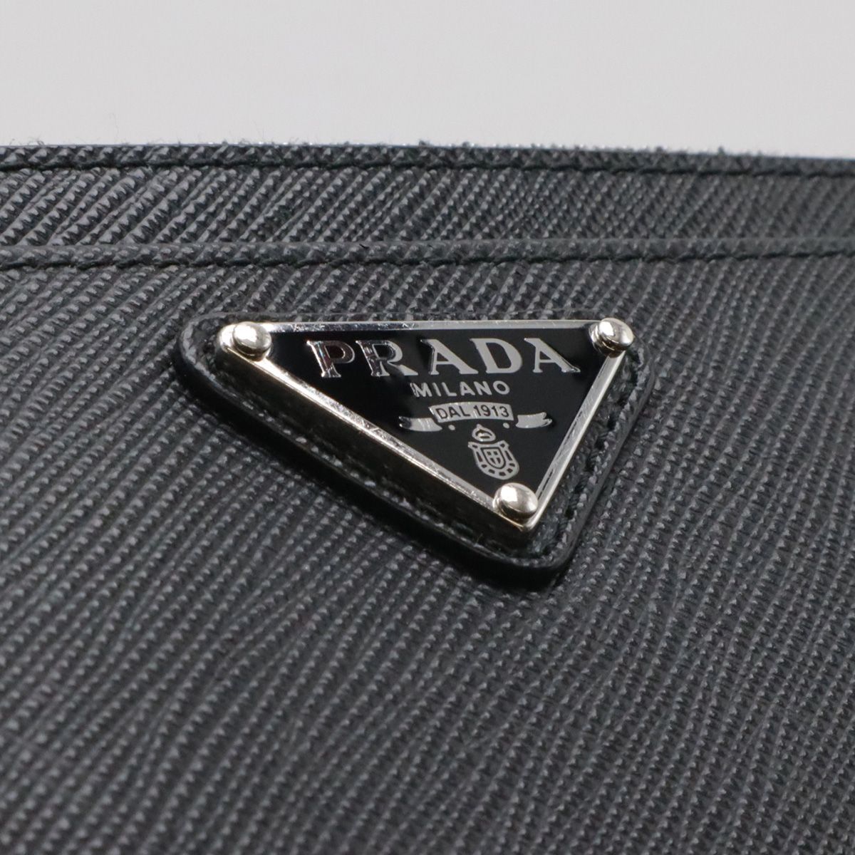 Prada Saffiano Triangle Logo Card Case Business Holder Coin Purse Leather Nero — view 5