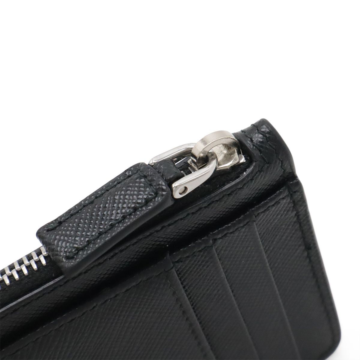 Prada Saffiano Triangle Logo Card Case Business Holder Coin Purse Leather Nero — view 6