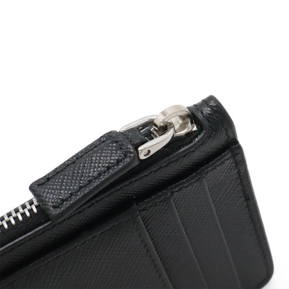 Prada Saffiano Triangle Logo Card Case Business Holder Coin Purse Leather Nero — view 6