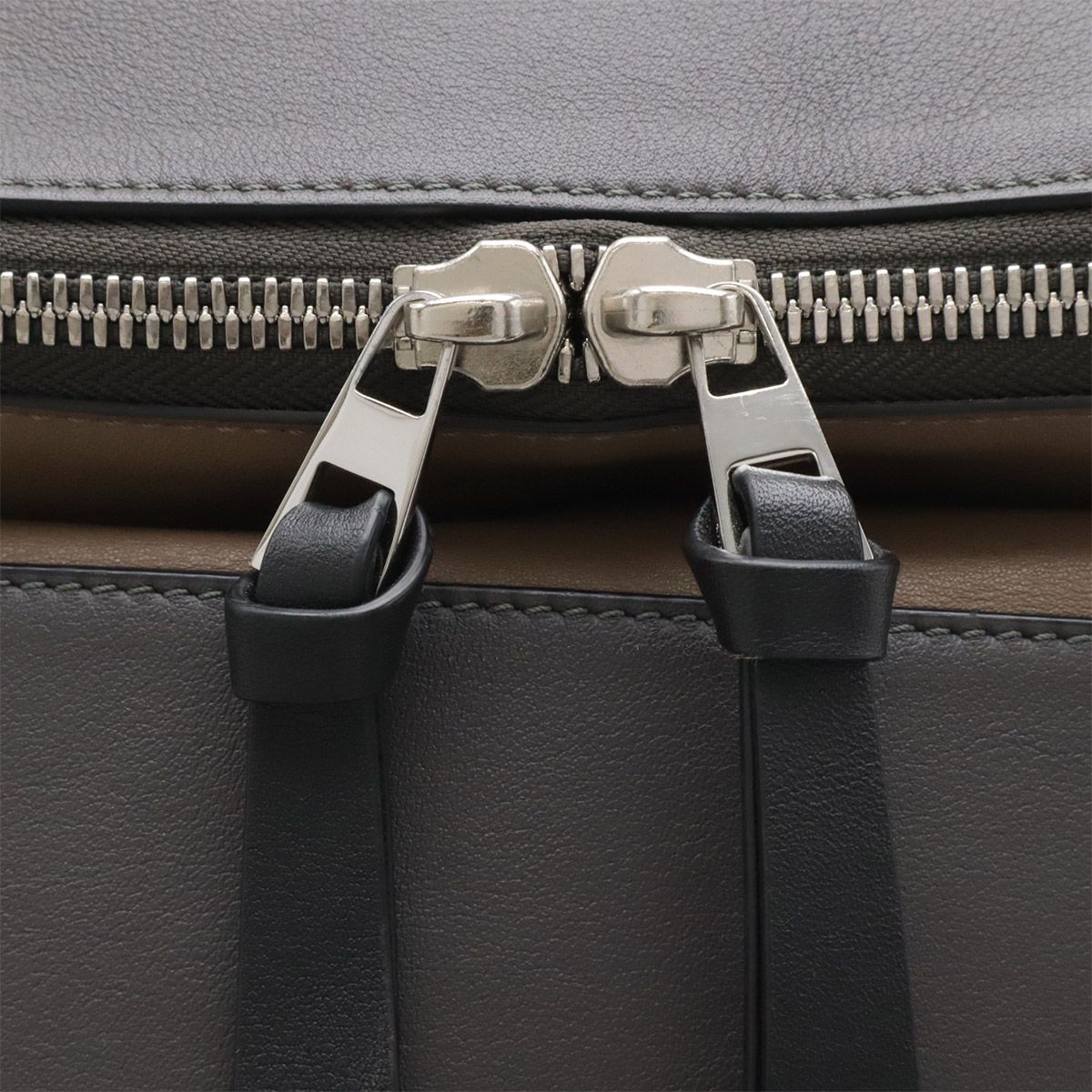 Loewe Goya Backpack Calfskin Leather Mocha Brown Gray Black Silver — view 5