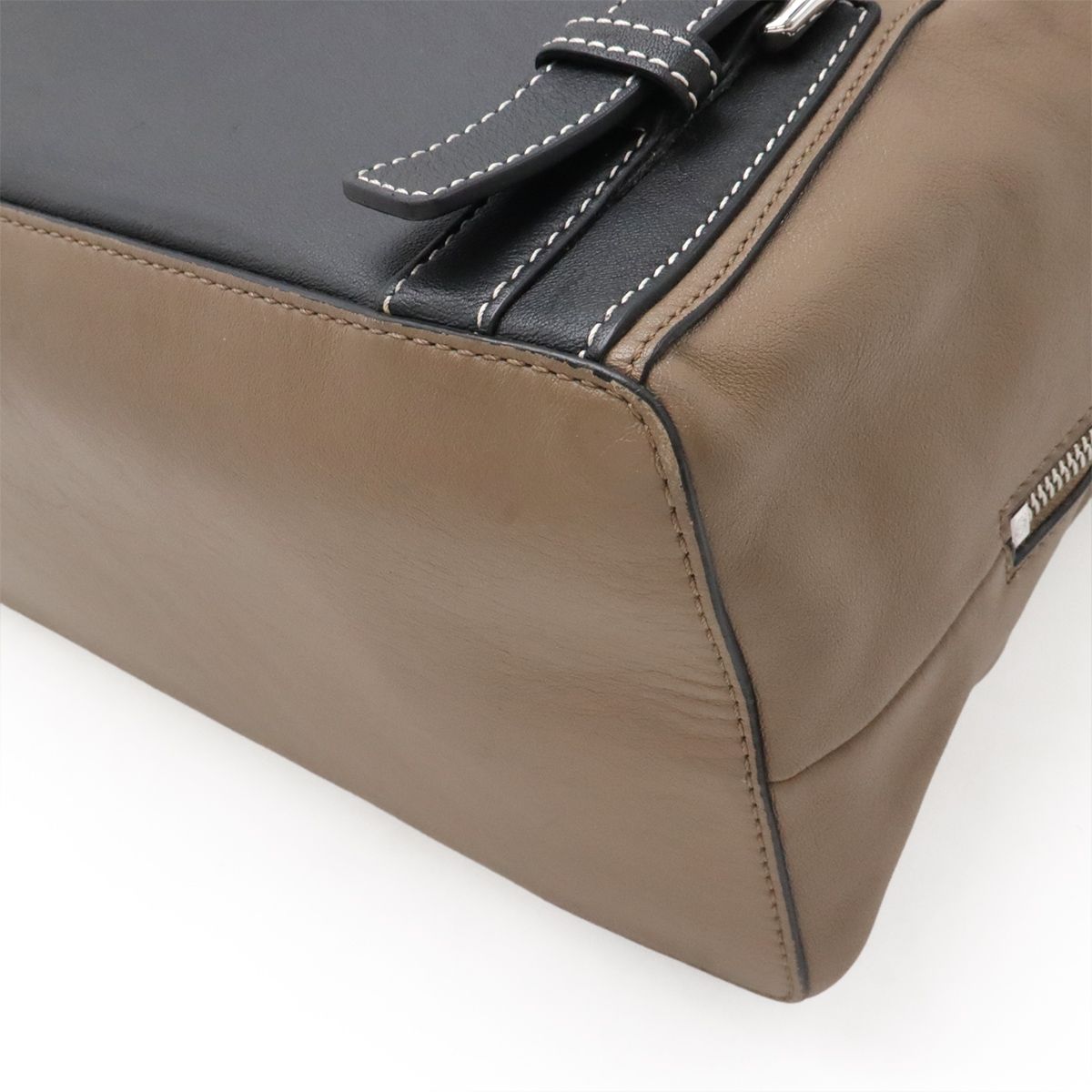 Loewe Goya Backpack Calfskin Leather Mocha Brown Gray Black Silver — view 3