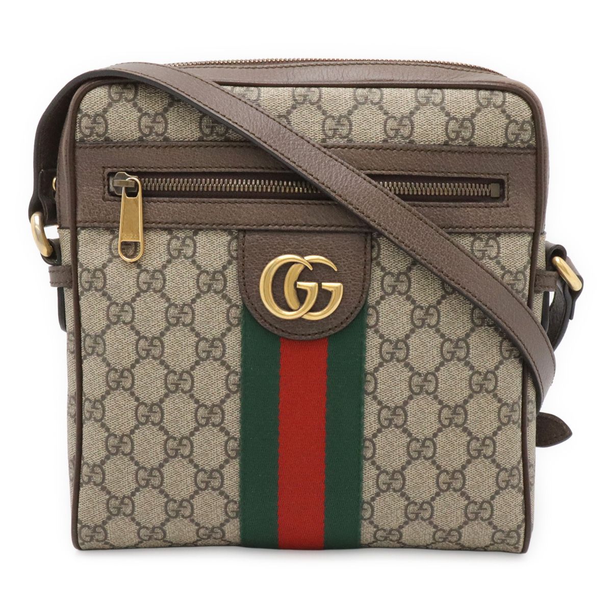 Gucci Ophidia GG Small Messenger Bag Supreme Sherry Line Leather Beige Mocha
