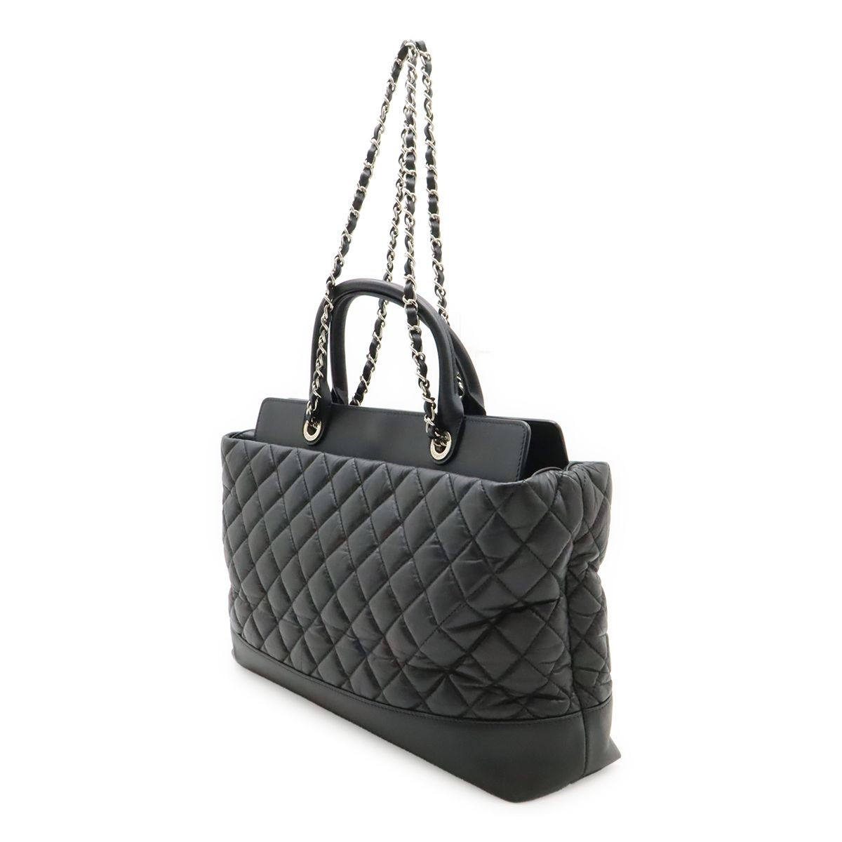 Chanel Quilted CC Logo Portobello Tote 2-Way Shoulder Bag Chain Leather Black — view 2