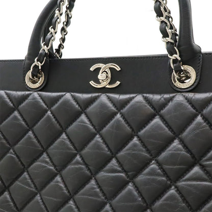 Chanel Quilted CC Logo Portobello Tote 2-Way Shoulder Bag Chain Leather Black — view 9