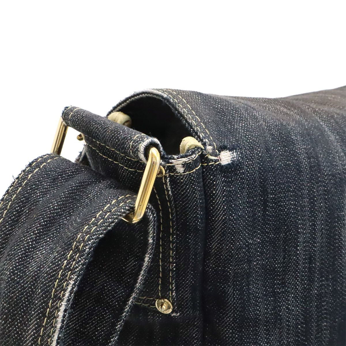 Chanel Spark Ring Denim CC Logo Shoulder Bag Indigo Blue Gold — view 4