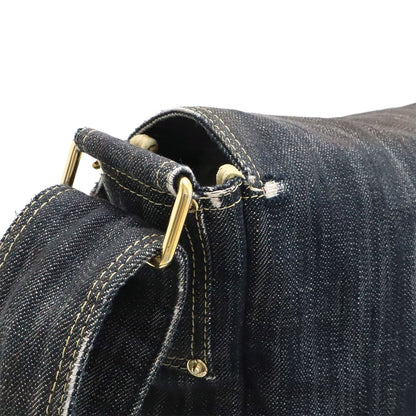 Chanel Spark Ring Denim CC Logo Shoulder Bag Indigo Blue Gold — view 4