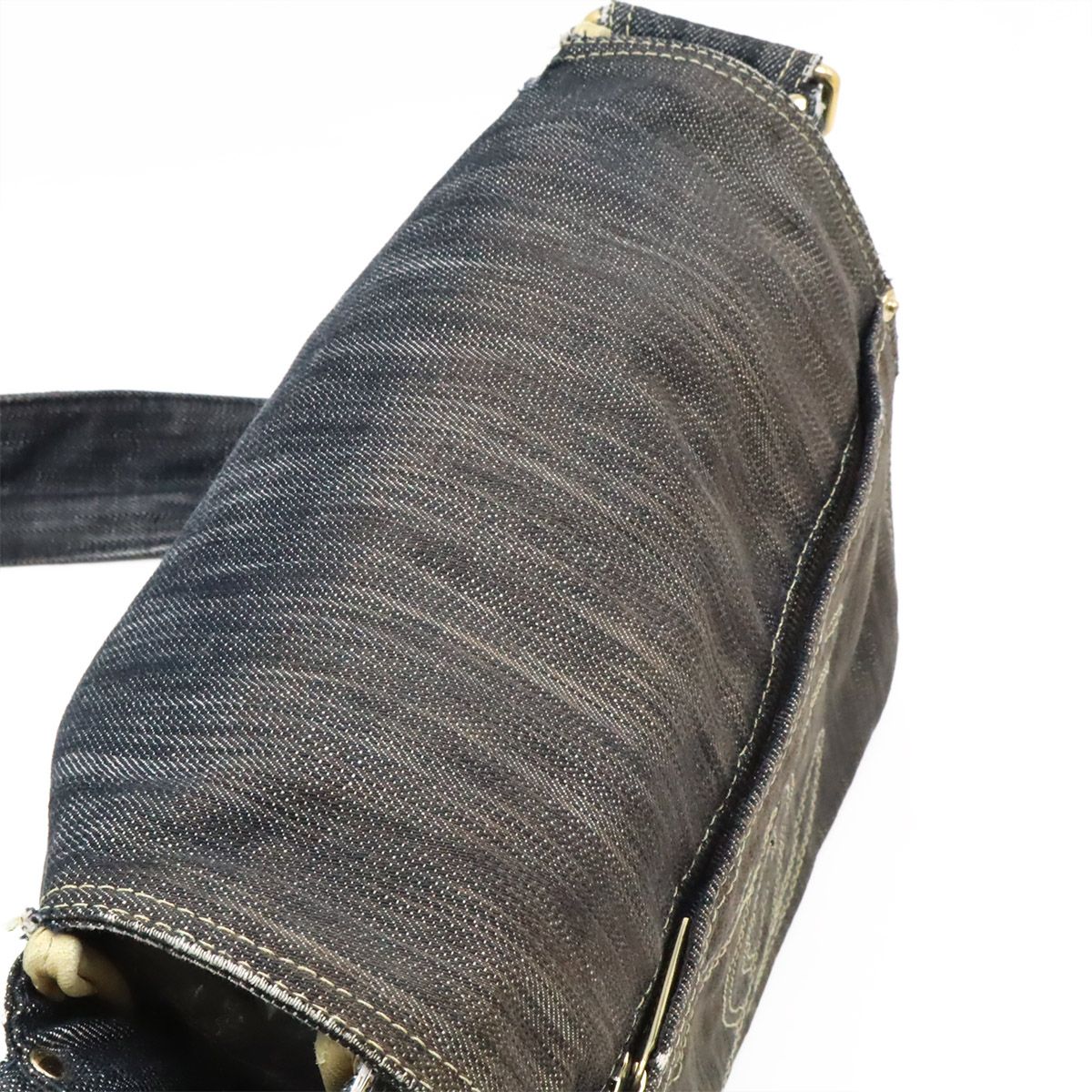 Chanel Spark Ring Denim CC Logo Shoulder Bag Indigo Blue Gold — view 6
