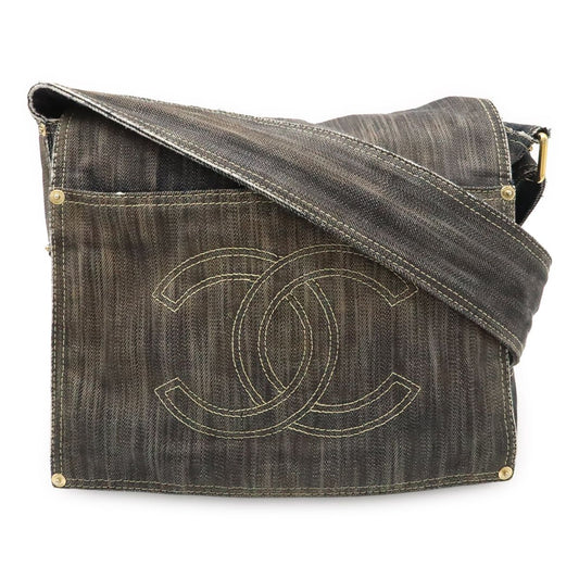 Chanel Spark Ring Denim CC Logo Shoulder Bag Indigo Blue Gold
