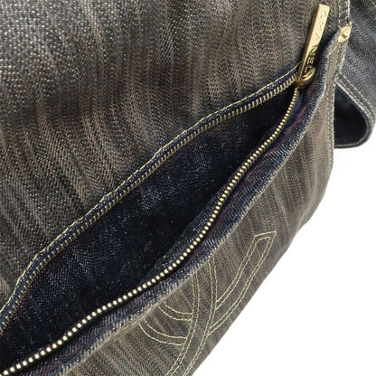 Chanel Spark Ring Denim CC Logo Shoulder Bag Indigo Blue Gold — view 9