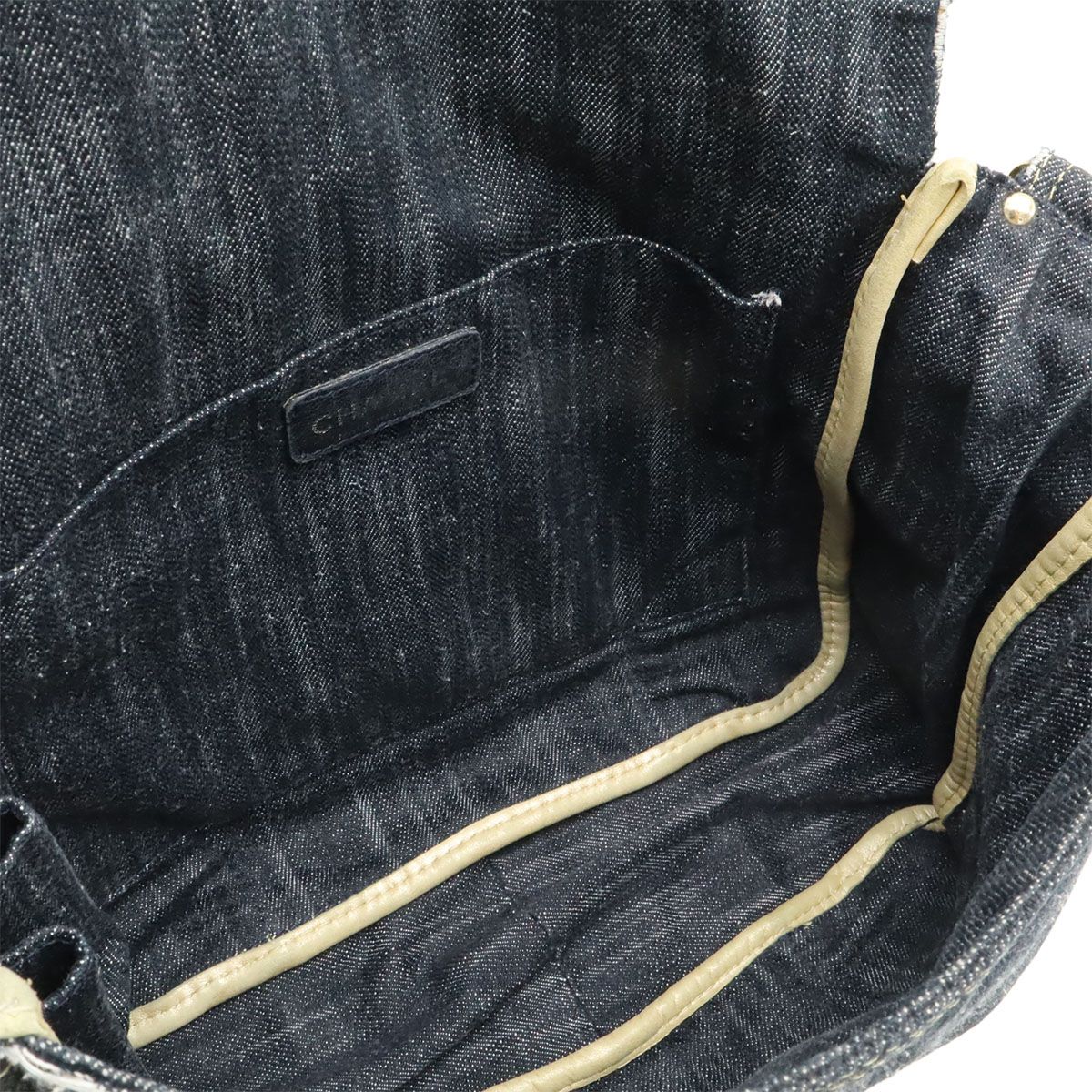 Chanel Spark Ring Denim CC Logo Shoulder Bag Indigo Blue Gold — view 8