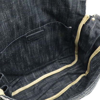 Chanel Spark Ring Denim CC Logo Shoulder Bag Indigo Blue Gold — view 8