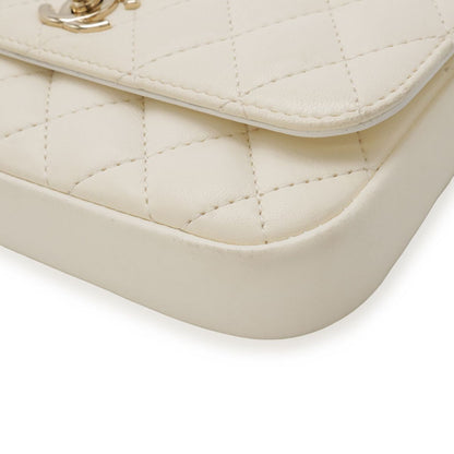 Chanel Quilted Side Pack Chain Shoulder Twin Bag Pochette Leather Ivory Black — view 3