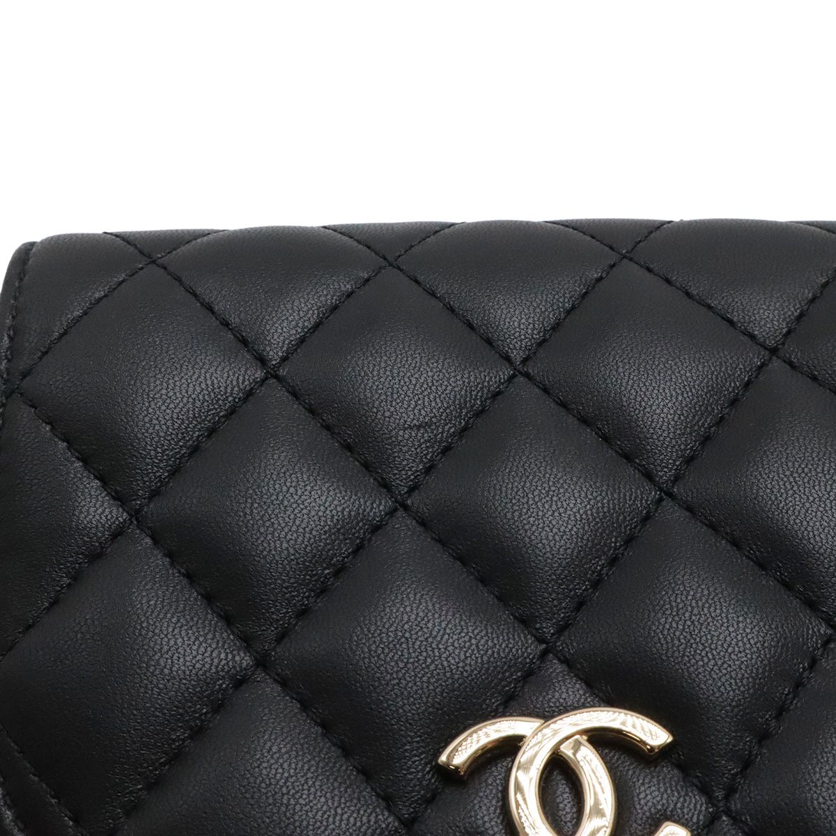 Chanel Quilted Side Pack Chain Shoulder Twin Bag Pochette Leather Ivory Black — view 7