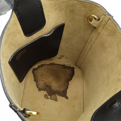 Loewe Pebble Bucket Bag Mini Slim Scarf Leather Black Gold — view 5
