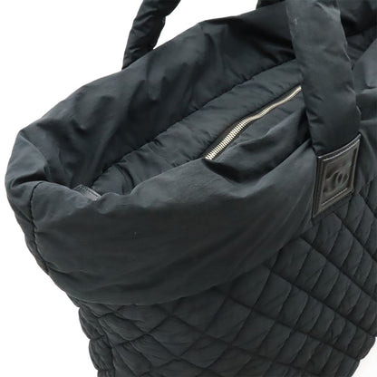 Chanel Coco Cocoon Tote TGM Large Shoulder Bag CC Logo Nylon Leather Black — view 8