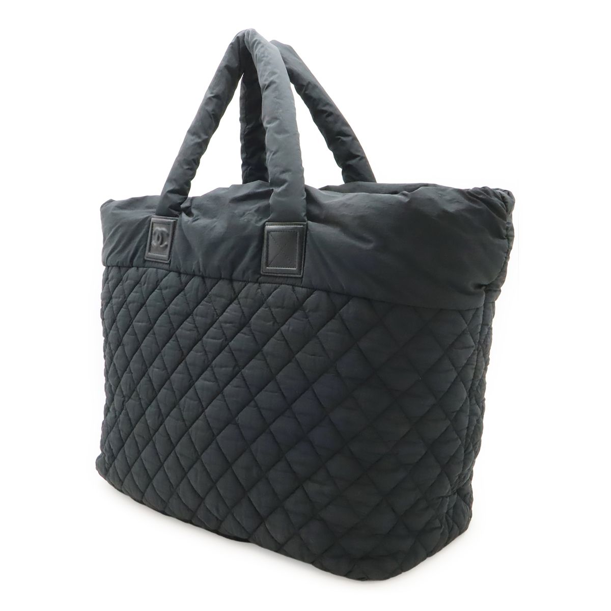 Chanel Coco Cocoon Tote TGM Large Shoulder Bag CC Logo Nylon Leather Black — view 2