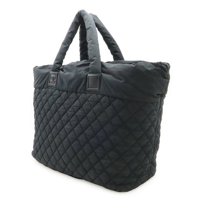 Chanel Coco Cocoon Tote TGM Large Shoulder Bag CC Logo Nylon Leather Black — view 2