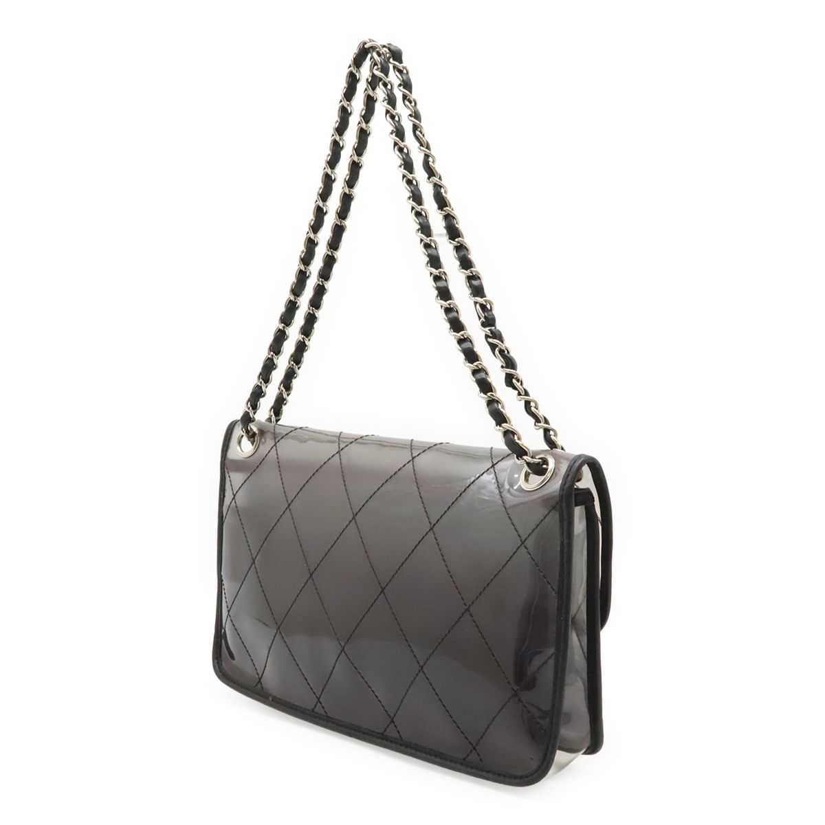 Chanel Quilted CC Logo Chain Shoulder Bag 2-Way Vinyl Gradient Clear Black — view 2