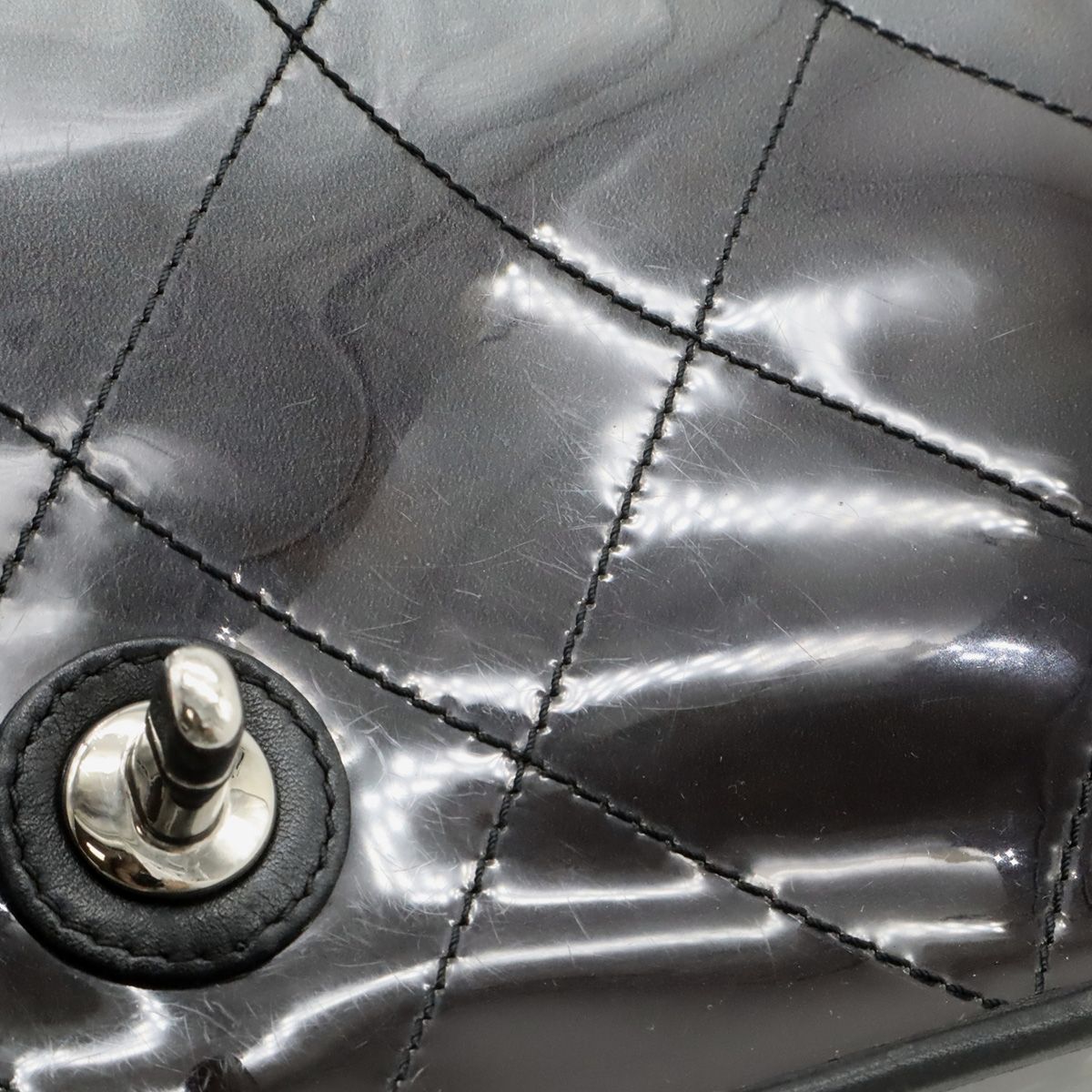 Chanel Quilted CC Logo Chain Shoulder Bag 2-Way Vinyl Gradient Clear Black — view 7